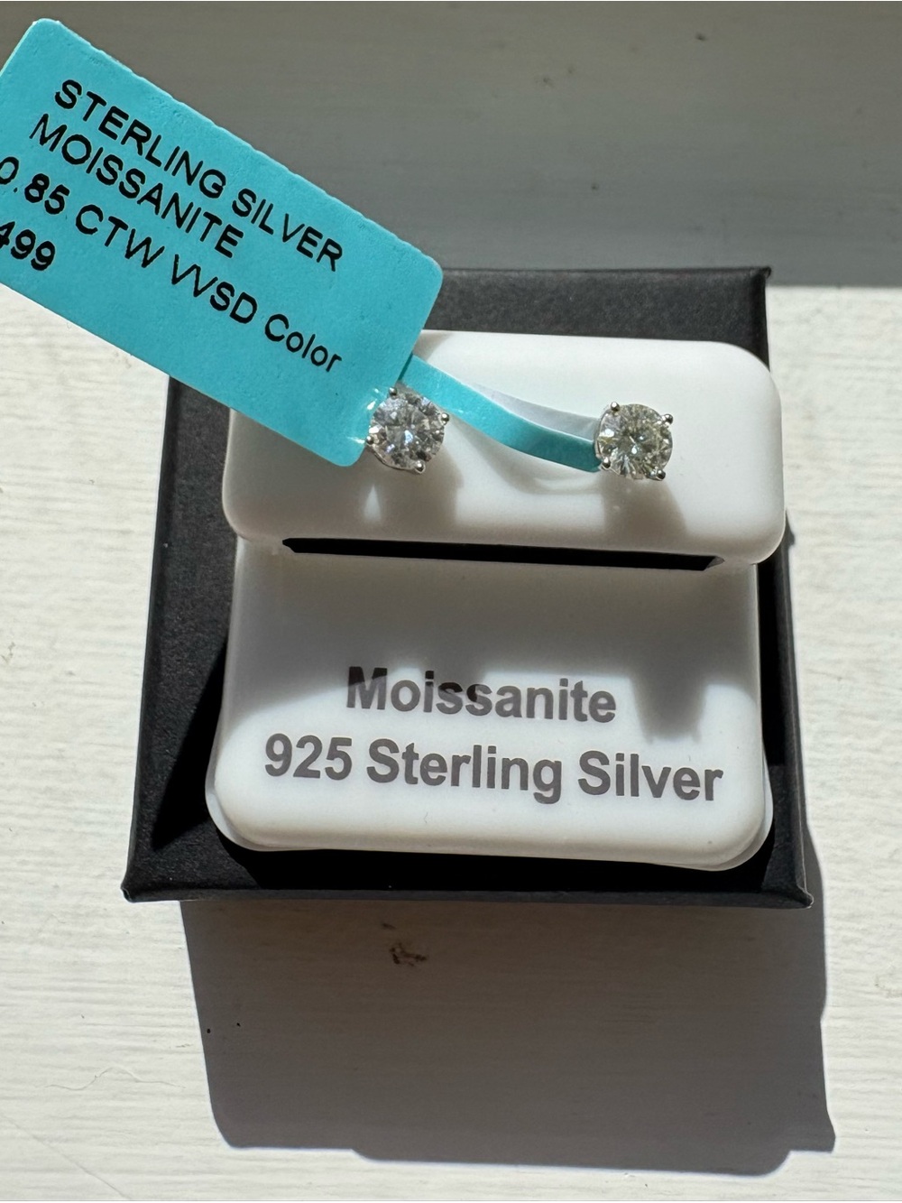 Moissanite 925 Sterling Silver Stud Earrings - White (4mm)